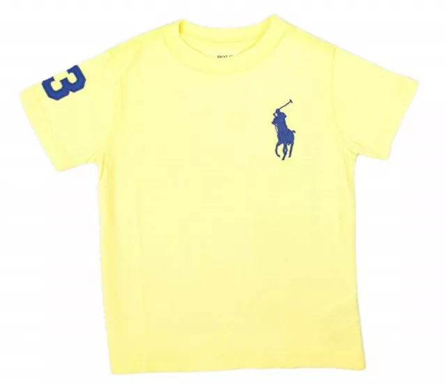 Ralph Lauren Polo Boys T shirt top Crew S/S Age 2-14 Big Pony New Yellow Genuine