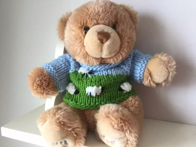 Teddy bear clothes Hand knitted Spring Sheep jumper for a 10" bear OOAK 2