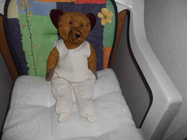 Antiker Teddybär  Mohair, Glasaugen, Holzwolle, ca. 38 cm groß ca. 100Jahre alt