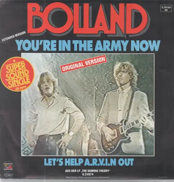 Bolland bolland youre in the army now vinyl single 12inch ultraphone