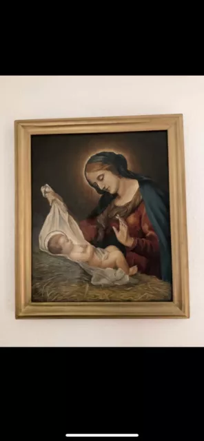 antikes Ölgemälde: "Madonna mit Kind"