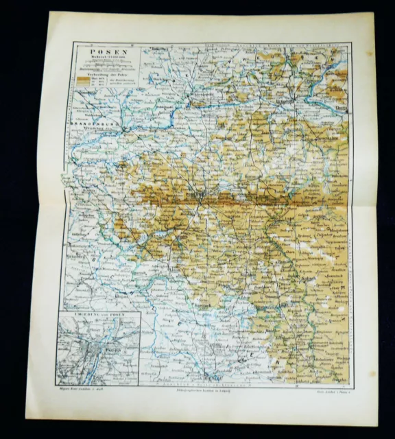 POSEN Poznan Bromberg Gnesen Lissa - Lithographie von 1896 – 125 Jahre ORIGINAL