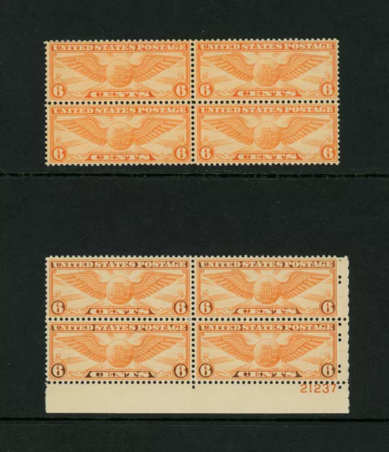 USA Scott # C19 Plate Block & Block VF OG NH MNH US BOB Air Mail Stamps Cat $34