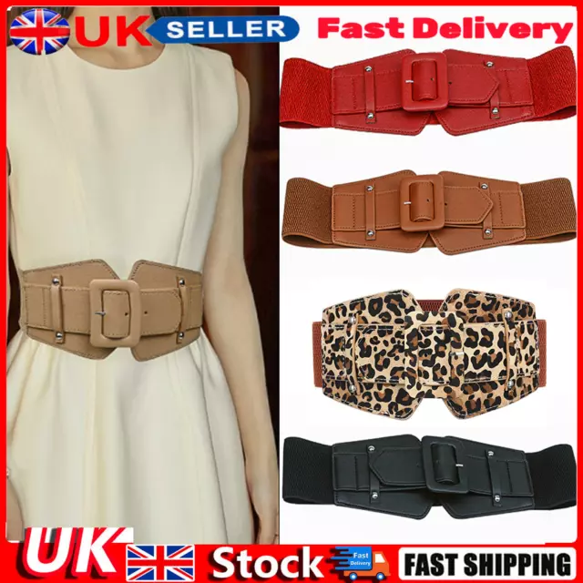 NEW Wide Elastic Belt Ladies Cinch Waist Stretch Belt Ladies Faux Leather Belt