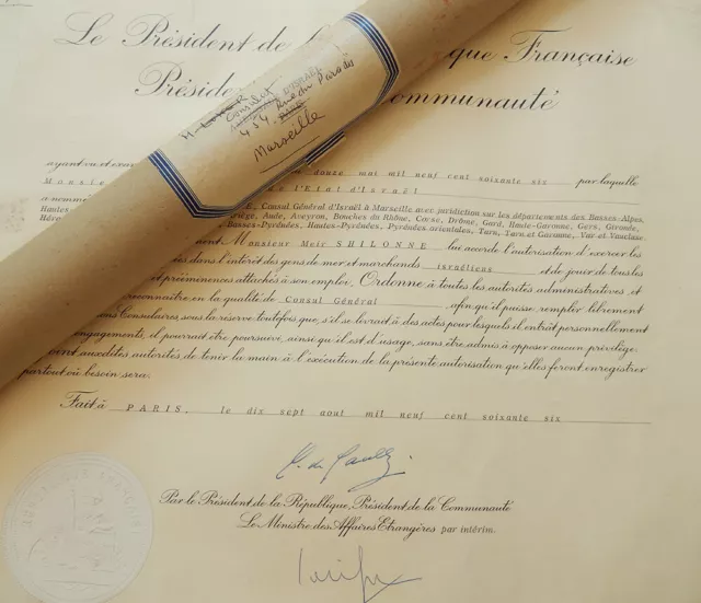 1966 Letter Of Credence Israel Consul General Signed Charles De Gaulle France 2