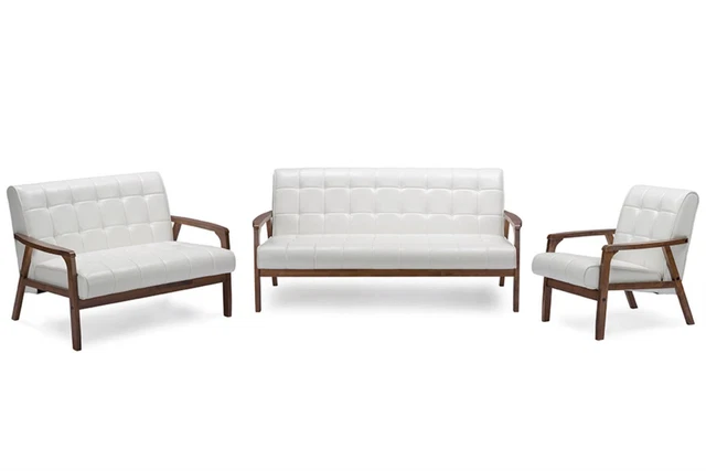 Baxton Studio Baxton Studio Masterpieces 3-Pcs White Living Room Set