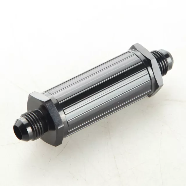 10AN AN-10 Anodised Billet Magnetic Inline Fuel Filter 30 Micron Black
