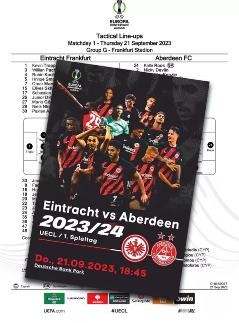 EINTRACHT Frankfurt Germany v ABERDEEN Scotland 2023 ECL FAN 12 pg + OFFICIAL LU