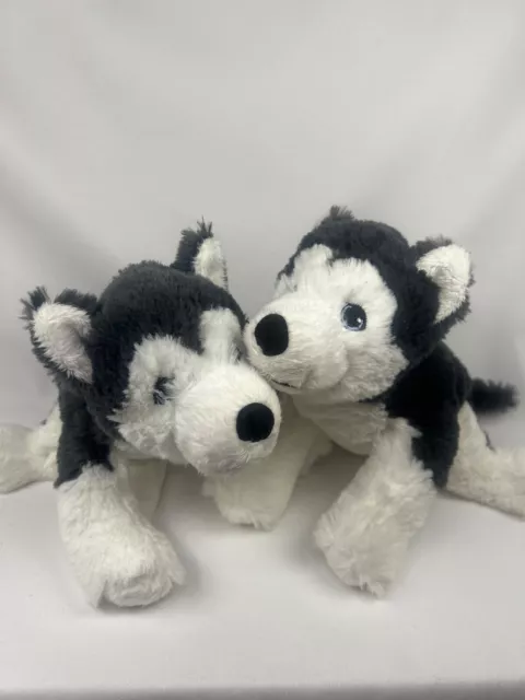 2 Ikea Small Livlig Dog Puppy Syberian Husky Grey Soft Plush Toys 9" New