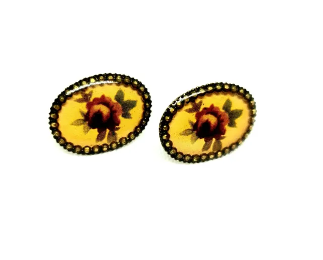Lovely Michal Negrin Earrings With Acrylic Coating Of  Flowers Beautiful.