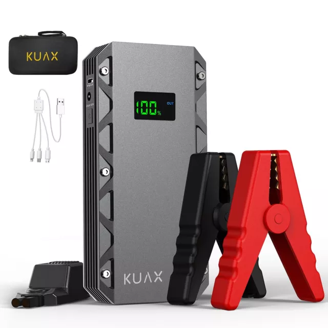 KUAX Starthilfe Powerbank 12000mAh 1200A 12V Auto Jump Starter Ladegerät Booster