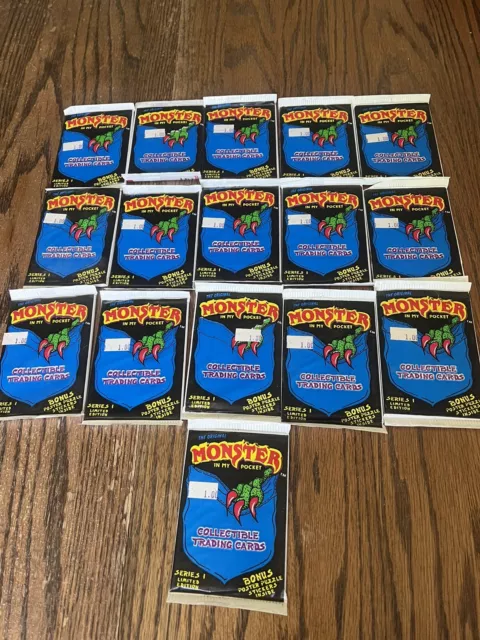 16 SEALED NEW 1991 Monster in my Pocket Trading Card Packs NOS HTF w/ Stickers