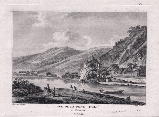 Besancon Porte taillée Doubs Bourgogne estampe gravure engraving Kupferstich