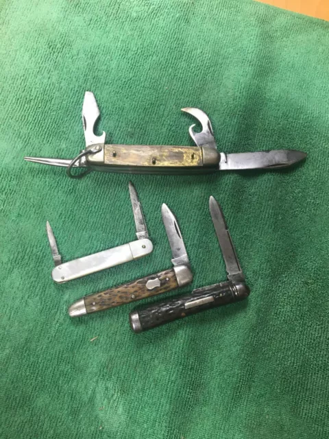 lot of 4 vintage pocket knives for repair/parts