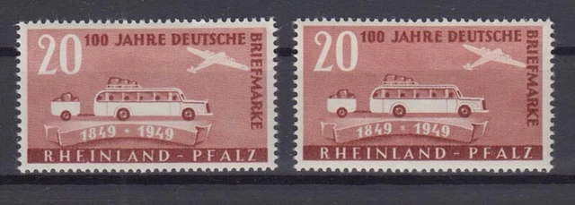 Französische Zone Rheinland Pfalz 50 Typ I+II deutsche Briefmarken 20 Pf **