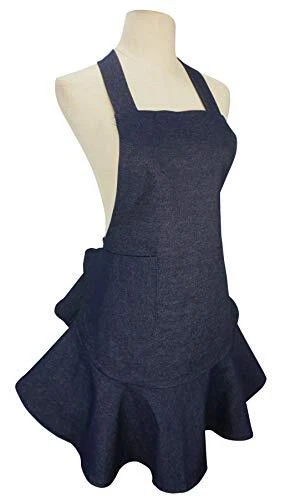 Women'S Retro Denim Kitchen Bib Chef Apron (Navy Blue)