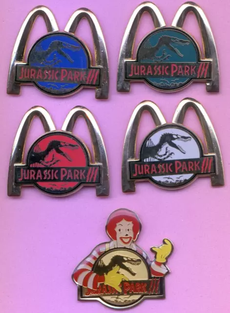 Mcdonald´s Set Of 5 Pins Jurassic Park And Ronalds Very Rares Pin