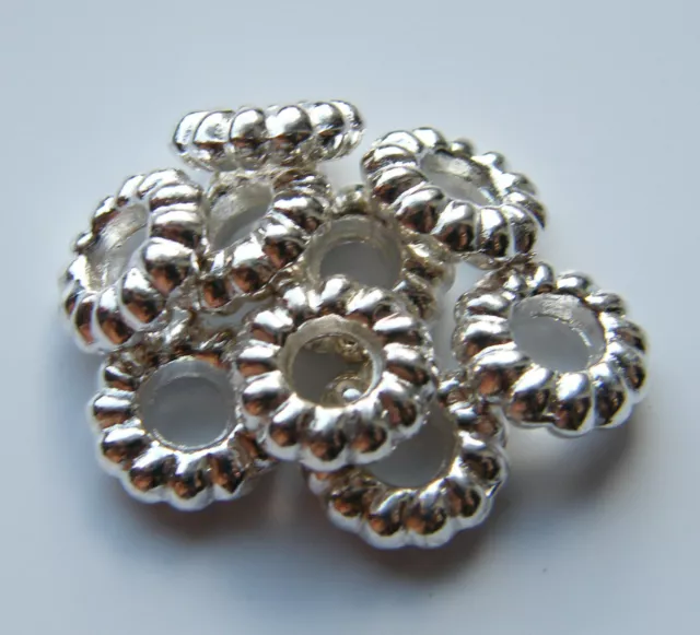 50pcs 10x3mm Metal Alloy Ring (Donut) Spacers - Bright Silver