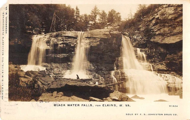 Elkins West Virginia birds eye view Black Water Falls real photo pc ZC549017