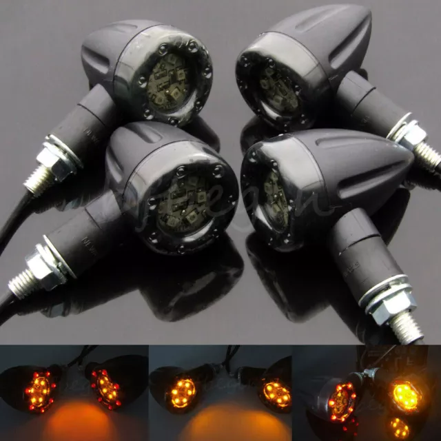 4PCS Universal Motorcycle Turn Signal Brake lights Amber LED Lamp Rear Indicator