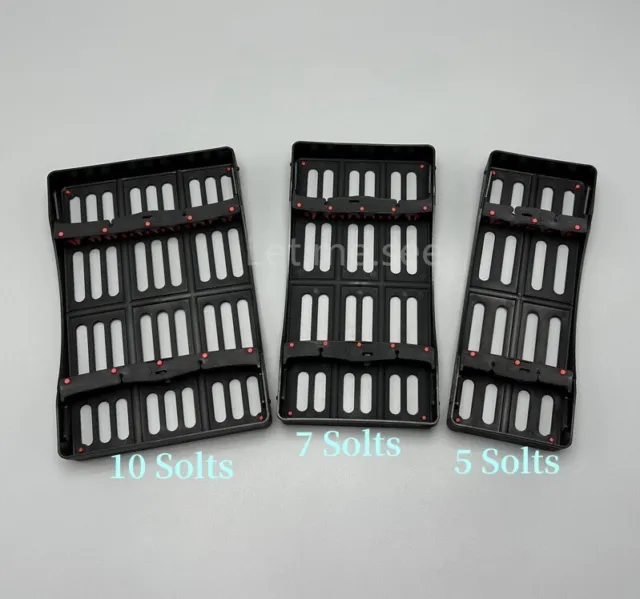Dental Plastic Sterilization Cassette Rack Tray Holder 5/7/10 Instruments Black