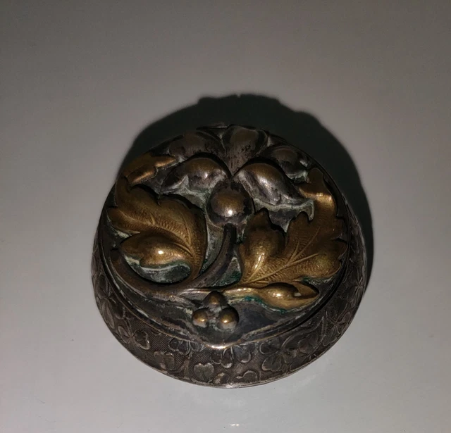 Boîte à Bijoux Ronde Ancienne En Laiton - Petit Coffret Métal Vintage, Occasion