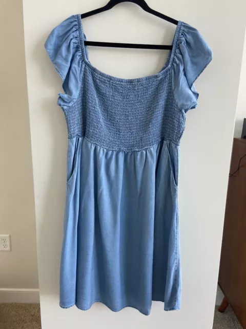 Torrid blue off the shoulders with pockets lyocell dress women's size 3XL