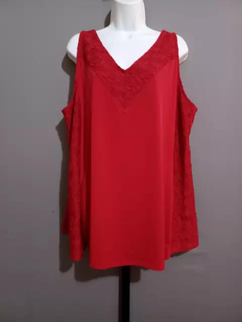 Lane Bryant Red Lace Stretch Sleeveless Blouse 22/24