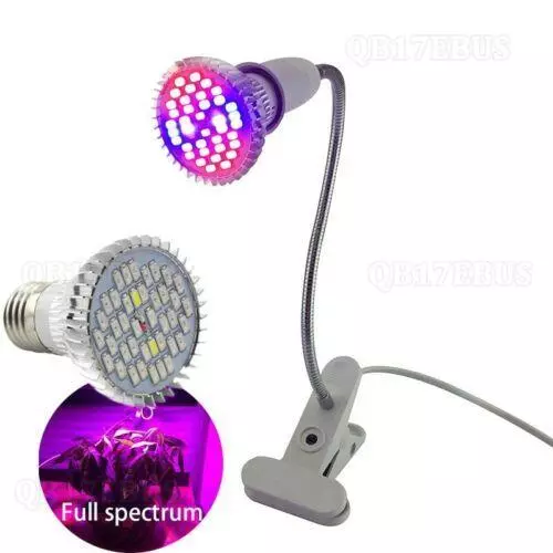 40 led Full Spectrum plant grow bulbs grow light lamp desk clip Holder B17
