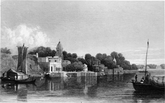 INDE - KANPUR (CAWNPORE) vue du GANGE au 19e siècle - Gravure du 19eme siècle