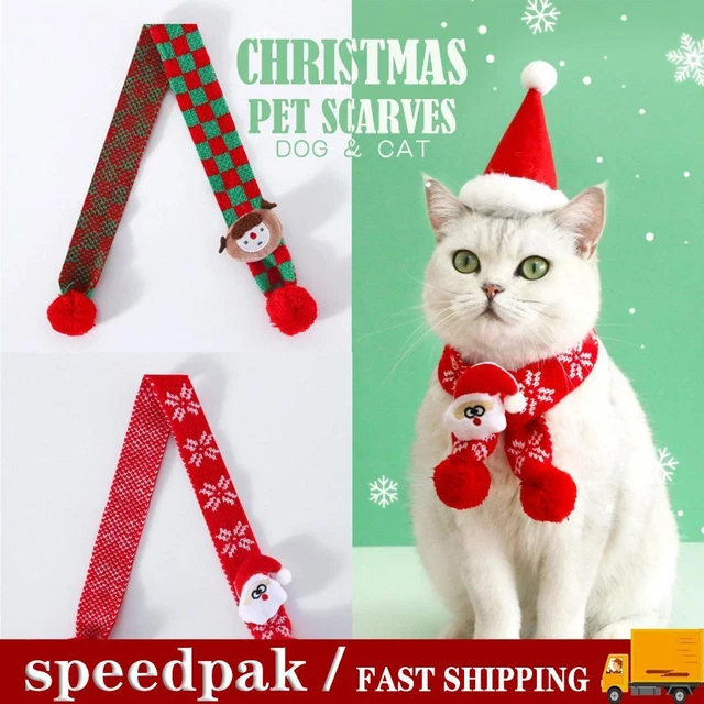 Bufanda de Navidad tejida a rayas para mascotas árbol de Navidad hombre ajustable / antigua P6T5
