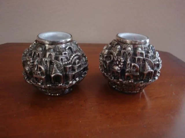 Karshi 925 Silver Plated? Holy Land Candle Sticks/Taper Candlesticks?