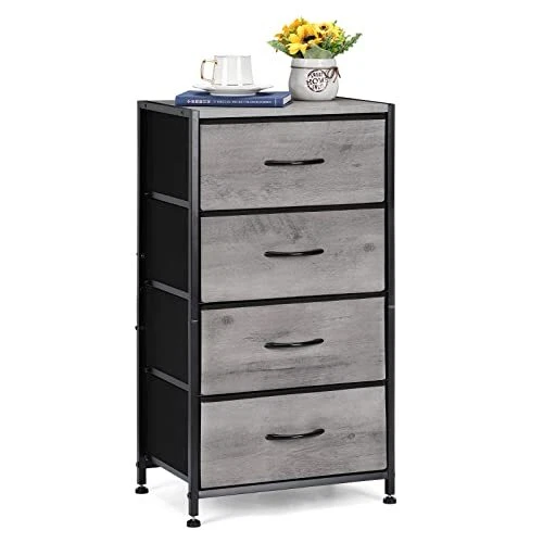 Dresser with 4 Drawers, Fabric Dressers Storage Drawers, Sturdy Steel Frame &