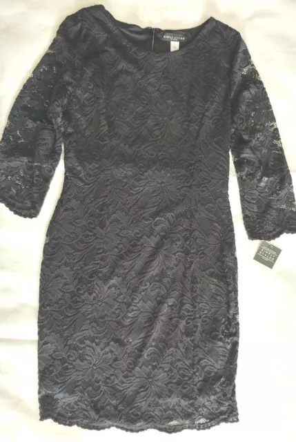 Black Lace Overlay Sheath Dress by Simply Styled - Knee Length - NWT - Size L