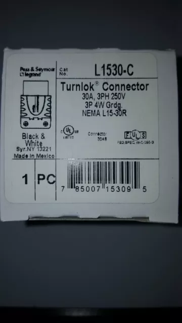 Pass and Seymour Legrand Turnlok Connector 30A 3PH 250V 3P 4W Grdg L1530-C