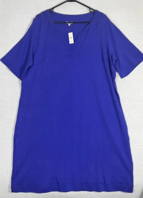 Talbots Shirt Dress Womens 3X Shift V-Neck Short Sleeve Pullover Purple