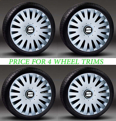 Silver  15" wheel trims, Hub Caps, Covers to fit Seat Ibiza,Leon 3