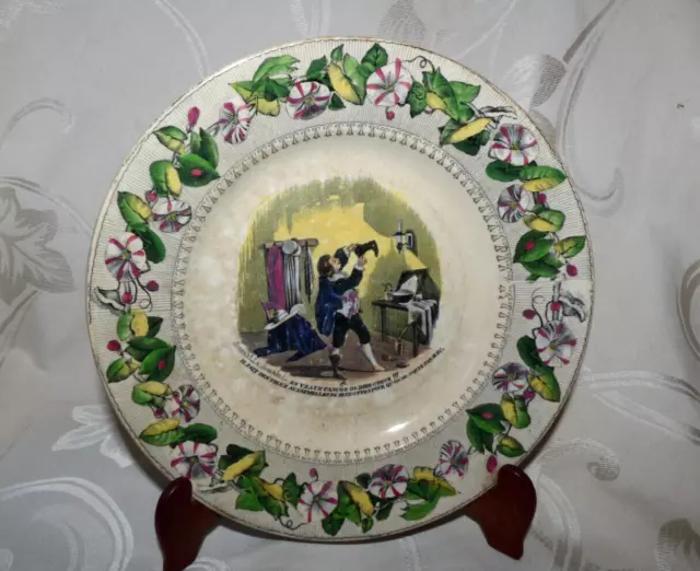 Ancienne Assiette Parlante Faience Creil et Montereau - Journal La Semaine n° 8