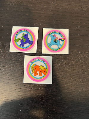 Lot of three my little pony vintage puffy stickers applejack seashell sunlight