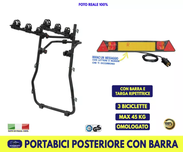 PORTABICI POSTERIORE OPEL Corsa 2011>2014 barra targa 3 biciclette  trasporto kit EUR 159,90 - PicClick IT