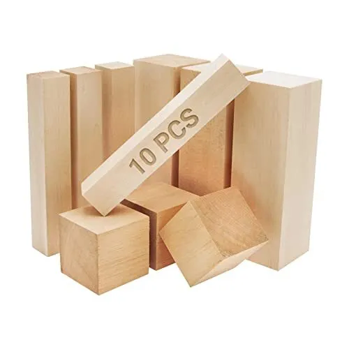 10 piezas bloques de talla de madera contrabajo sin terminar Lager se adaptan a herramientas de talla de madera Whittl...