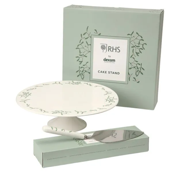 Dexam RHS Ivory Mistletoe Ceramic Cake Stand