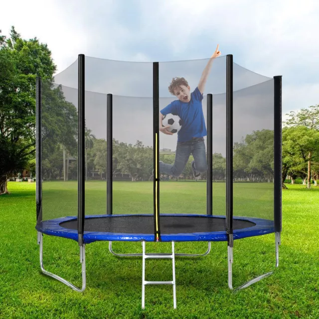 6FT Kids Outdoor Trampoline with Safety Net Enclosure Spring Cover Ladder QZ