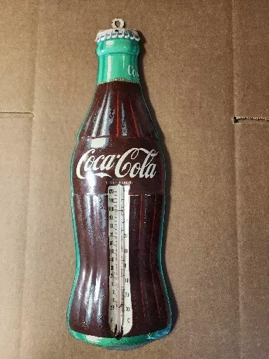 Vtg. Donasco Coca-Cola Tin Embossed Thermometer Coke Bottle Made In Usa