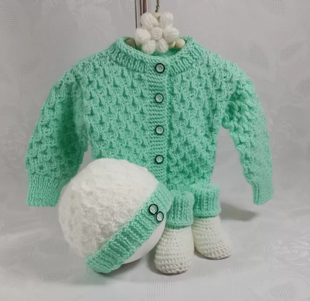 Baby Strickjacke * Strickmütze * Strickschuhe * Größe 50 * Neu * Handmade