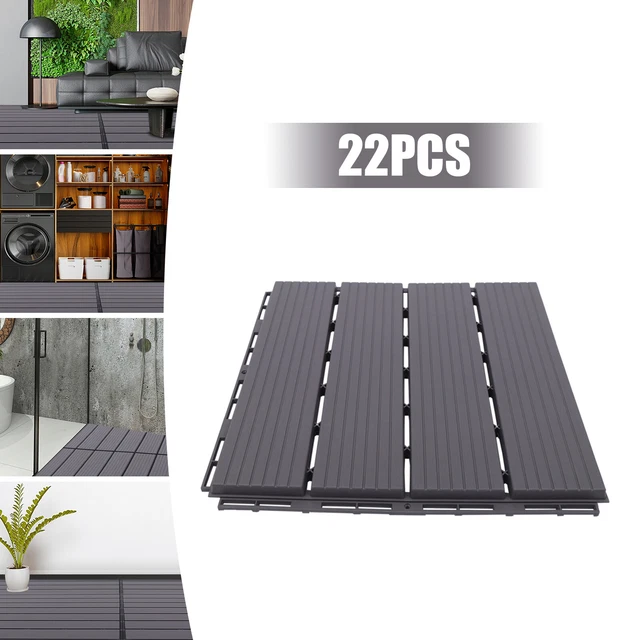 PLASTIC COMPOSITE PATIO Deck Tiles 12”x12” Interlocking Decking Tiles