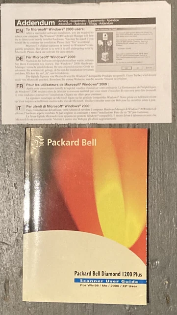 PACKARD BELL DIAMOND 1200 PLUS SCANNER USER GUIDE. Unopened. Plus Diagrams.2002