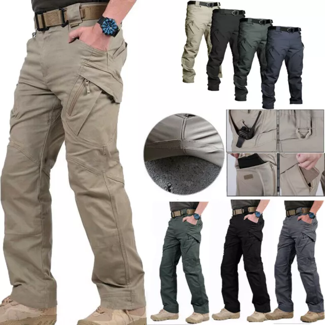 Mens Cargo Work Pants Soldier Water Resistant Tactical Trousers Combat Workwear