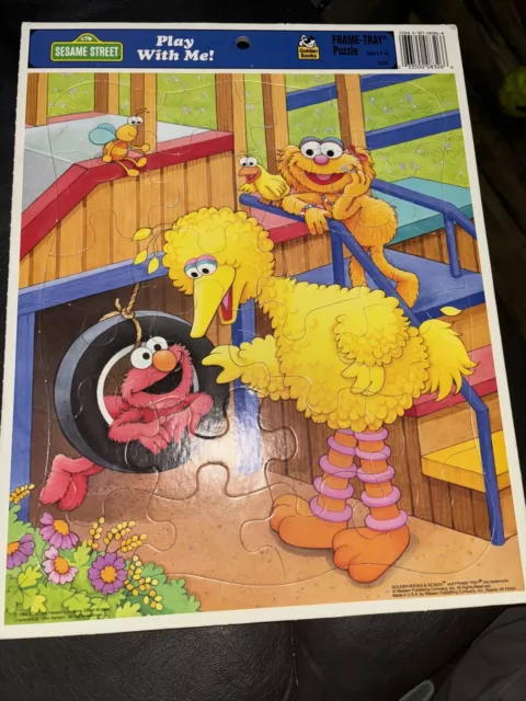 1994 Sesame Street Frame-Tray Golden Puzzle #8326 Play With Me! Big Bird Elmo