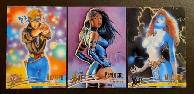 Fleer Ultra Marvel X-Men 1996 Wolverine PSYLOCKE, MYSTIQUE & DESZZLER 🙂